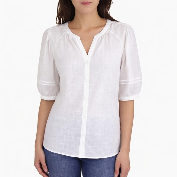 Beachlunchlounge Tops - Beachlunchlounge Women's S Blouse White Cotton a2287